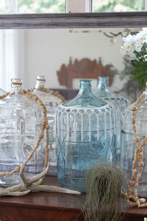 DIY Macramé Trimmed Vases and Bottles