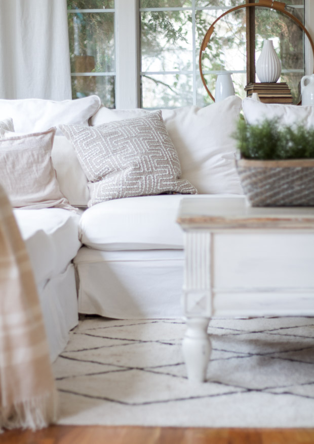 Sectional couch in living room.