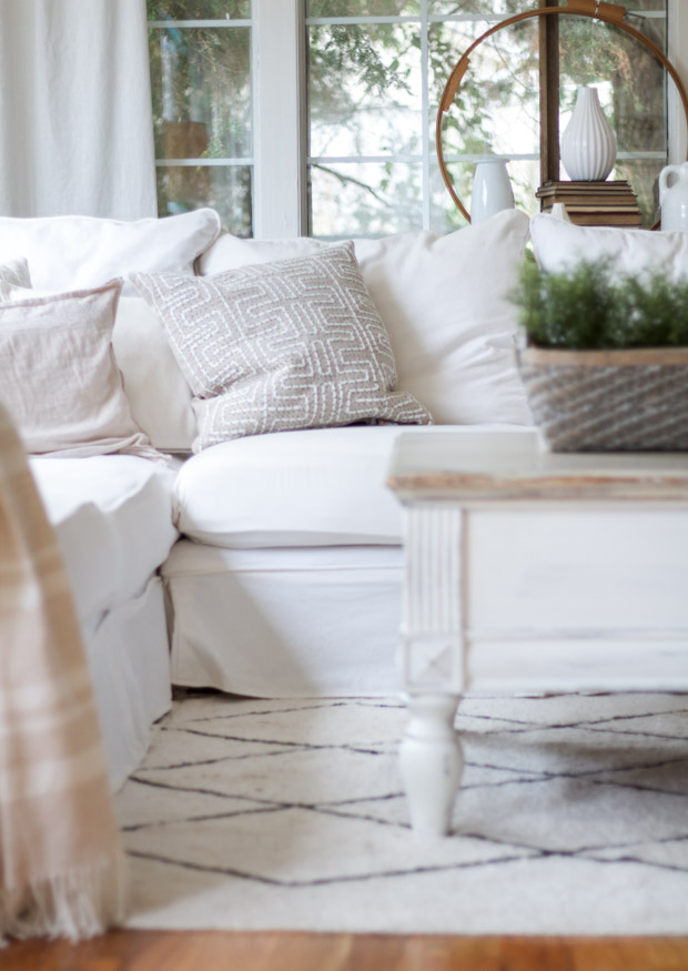 Sectional couch in living room.