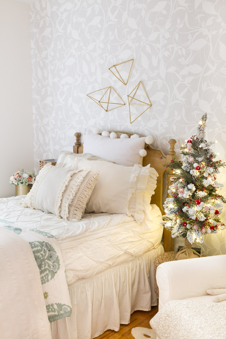 Little Girl's Bedroom Decorated For Christmas