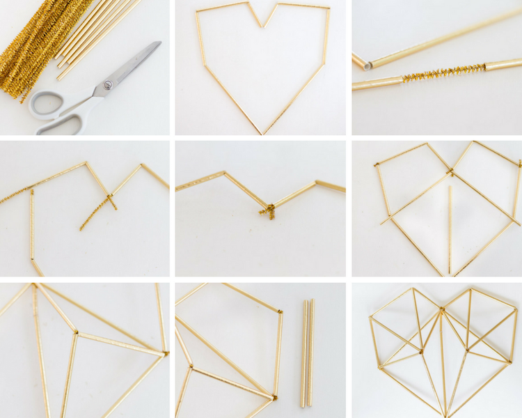 Shaping the gold wire into the geometric heart.