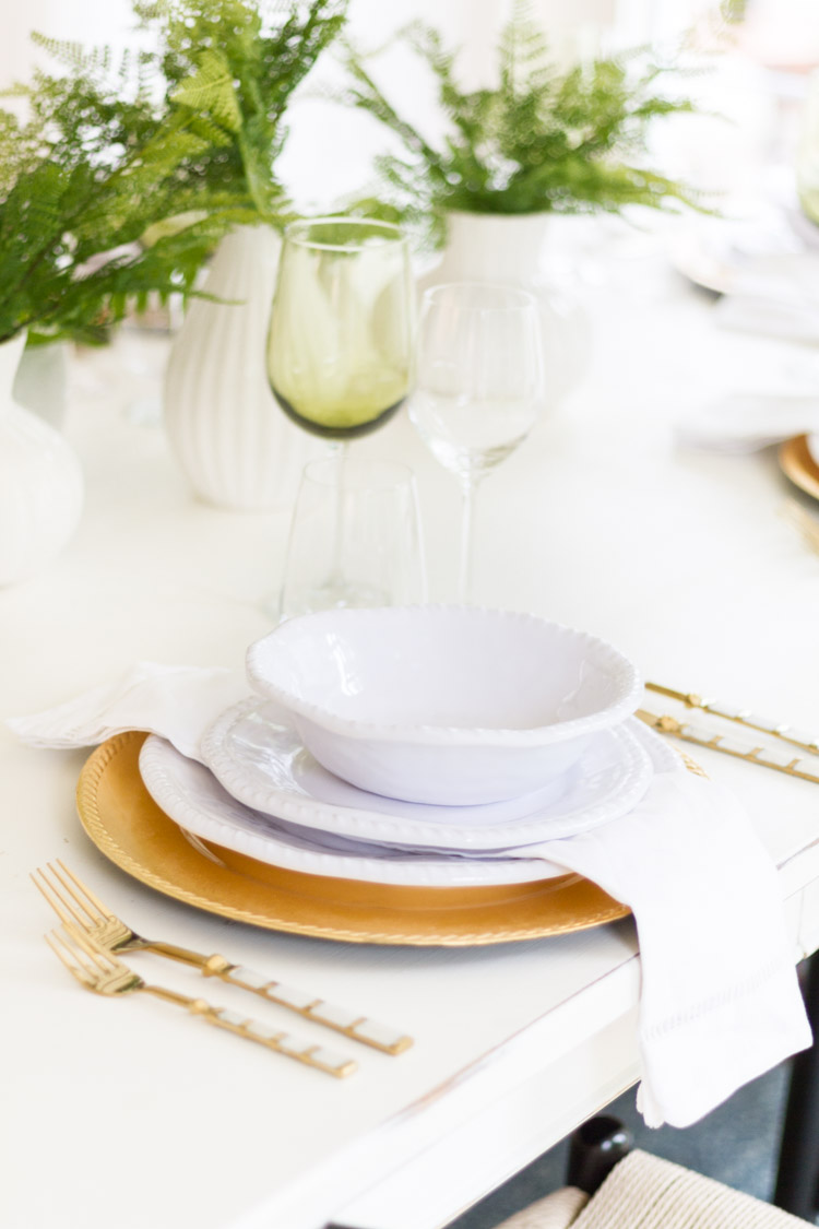 Styled + Set, A Gold and Green Tablescape for Summer