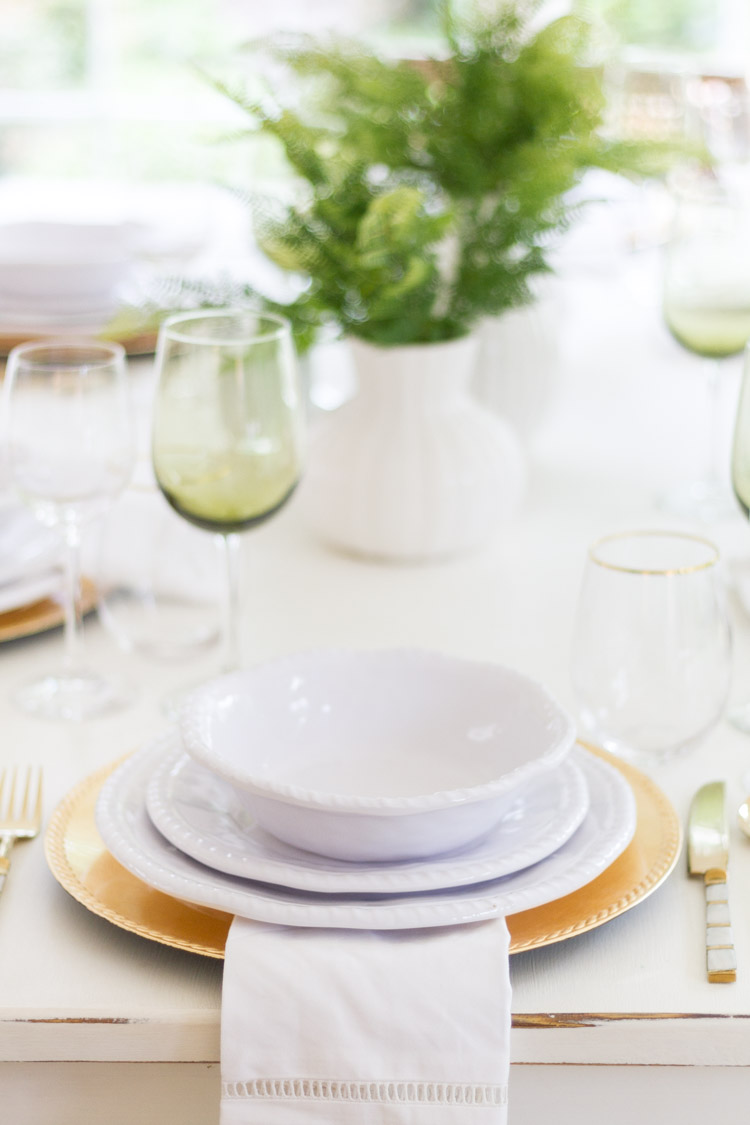 Styled + Set, A Gold and Green Tablescape for Summer