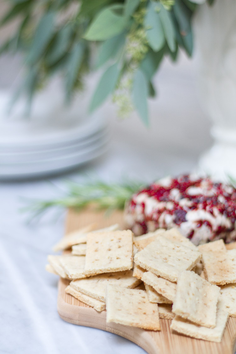 Almond crackers baked on the plate.