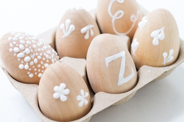 Decorated wooden Easter eggs.