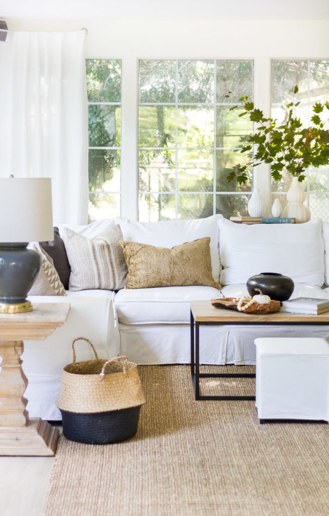 Neutral Touches of Fall in the Family Room