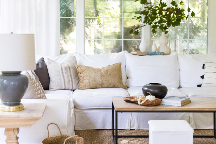 Neutral Touches of Fall in the Family Room