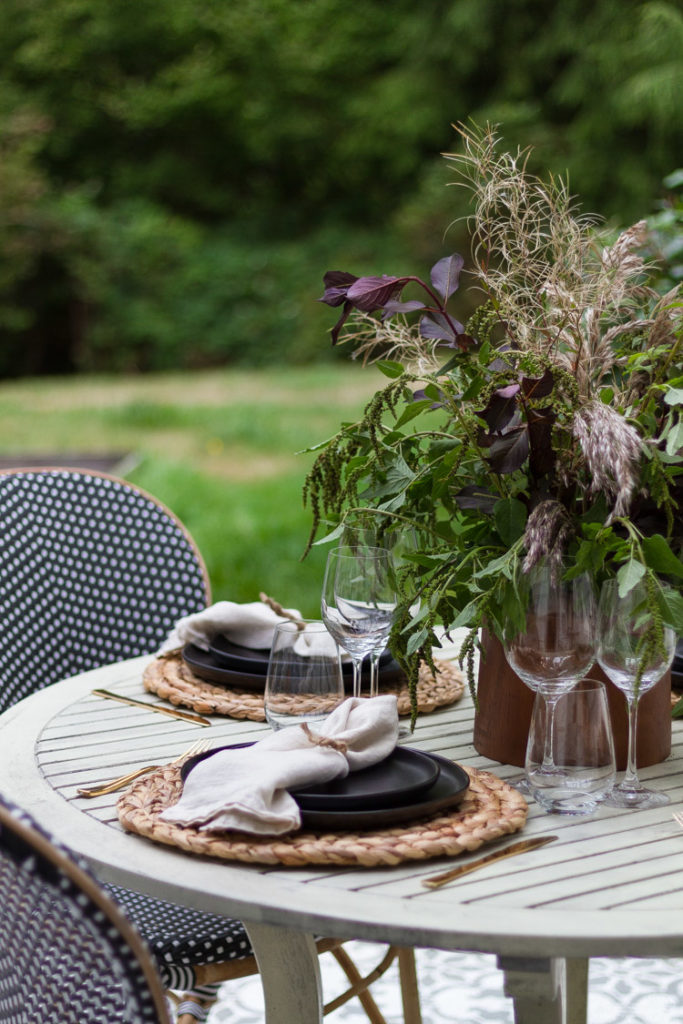 Table Setting with Black Dishes for Fall