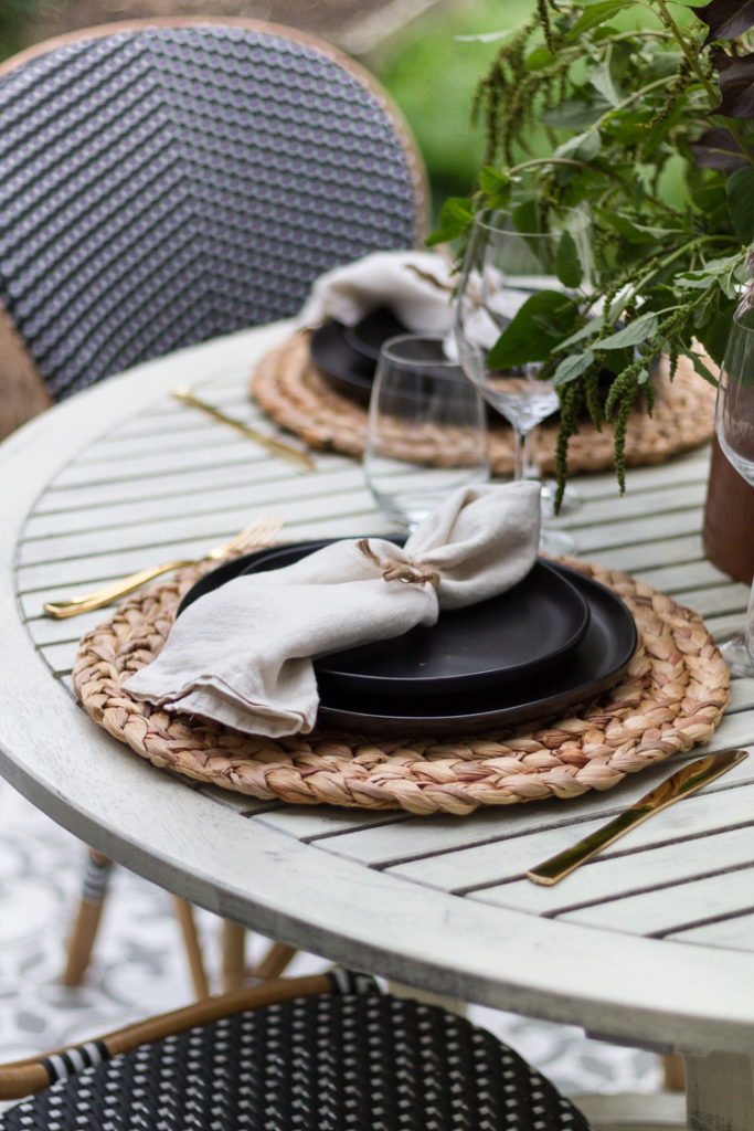 Table Setting with Black Dishes for Fall