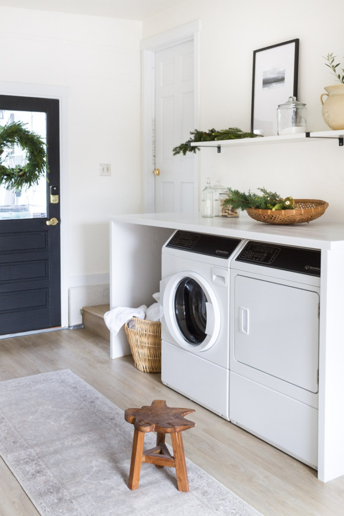 The Laundry Room Decorated For Christmas And A New Washer-Dryer