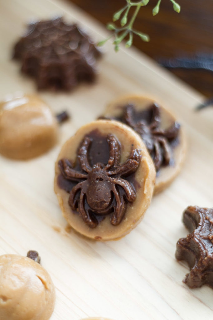 Chocolate Fudge Halloween Spider and Pumpkin Treats