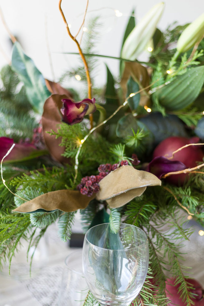 Elegant-Christmas-Entertaining-Evergreen-Arrangement-Tablescape