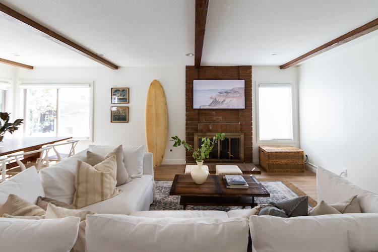 Updated Rustic and Warm Wood Beams in the Family Room