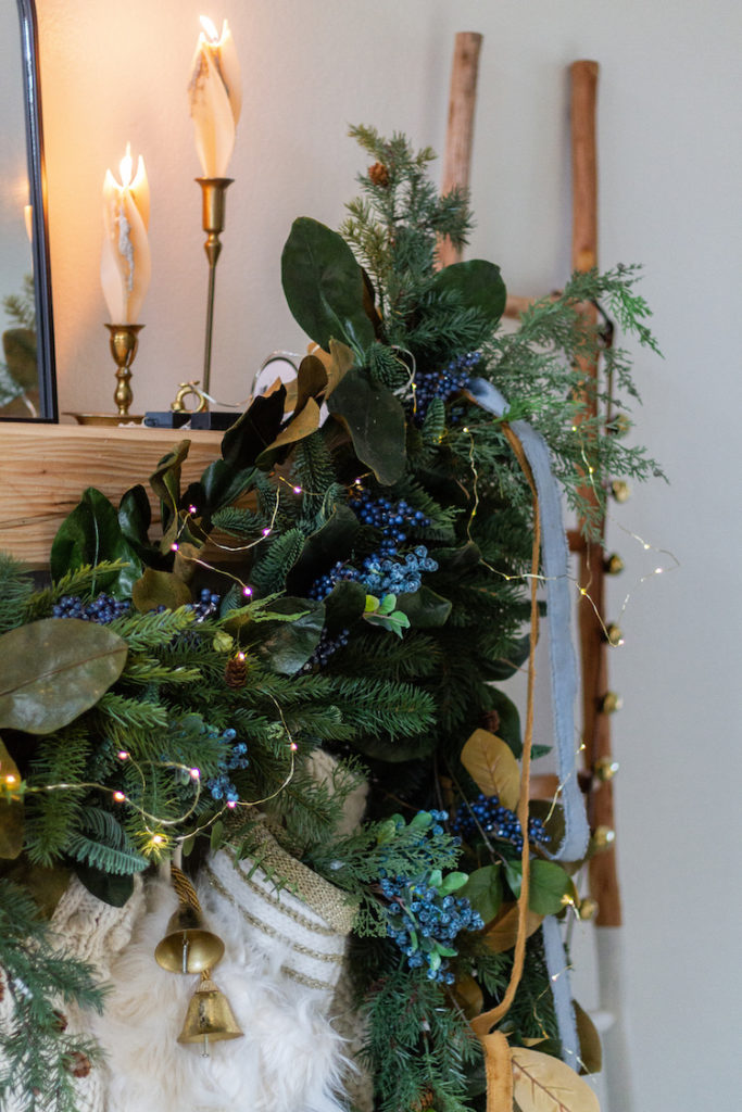 Elegant Christmas Mantel With Berries and Ribbon!