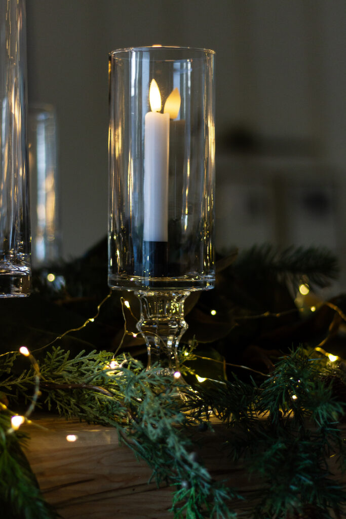 DIY Glass Hurricane Candleholder And Other Budget Friendly Christmas Mantel Ideas