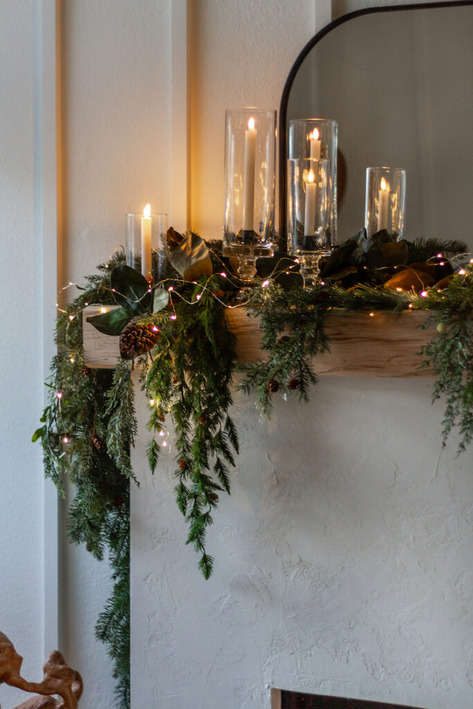 DIY Glass Hurricane Candleholder And Other Budget Friendly Christmas Mantel Ideas